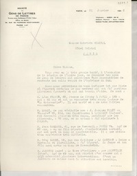 [Carta] 1946 janv. 21, Paris, [Francia] [a] Gabriela Mistral, Hôtel Bristol, Paris, [Francia]