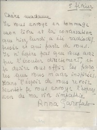 [Carta] [1946?] févr. 5, [Francia?] [a] [Gabriela Mistral]