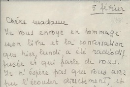 [Carta] [1946?] févr. 5, [Francia?] [a] [Gabriela Mistral]
