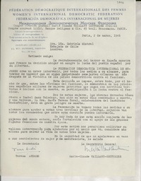[Carta] 1946 mar. 3, Paris, [Francia] [a] Gabriela Mistral, Londres, [Inglaterra]