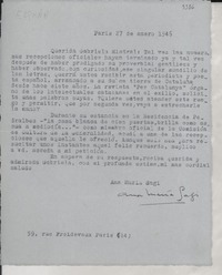 [Carta] 1946 ene. 27, Paris, [Francia] [a] Gabriela Mistral
