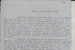 [Carta] 1946 ene. 27, Paris, [Francia] [a] Gabriela Mistral