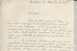 [Carta] 1946 mars 22, Montceau-les-Mines, [France] [a] [Gabriela Mistral]