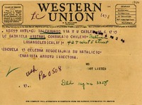 [Telegrama] 1946 abr. 6, Talcahuano [a] Gabriela Mistral, Los Angeles