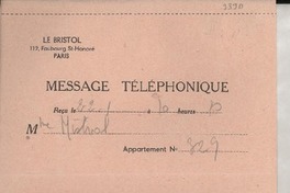 [Mensaje] 1946 janv. 22, Paris, [Francia] [a] Gabriela Mistral