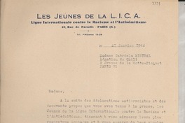 [Carta] 1946 janv. 27, Paris, [Francia] [a] Gabriela Mistral, Paris