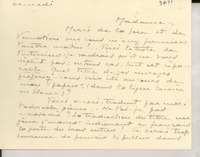 [Tarjeta] [1946] [mars], [Francia] [a] [Gabriela Mistral]