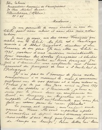 [Carta] 1946 janv. 21, Villeurbanne, [Francia] [a] Gabriela Mistral