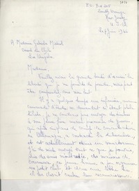 [Carta] 1946 juin 7, New Jersey, [a] Gabriela Mistral, Los Angeles, [EE.UU.]