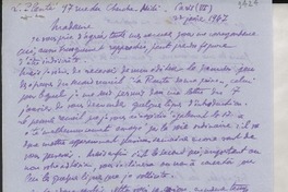 [Carta] 1947 janv. 22, Paris, [Francia] [a] Gabriela Mistral