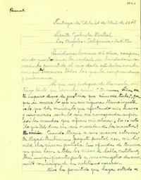 [Carta] 1946 abr. 21, Santiago, Chile [a] Gabriela Mistral, Los Angeles, California, Estados Unidos