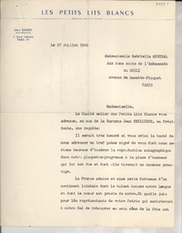 [Carta] 1948 juil. 27, Paris, [Francia] [a] Gabriela Mistral, Paris