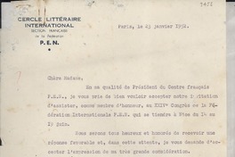 [Carta] 1952 janv. 23, Paris, [Francia] [a] Gabriela Mistral