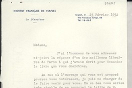 [Carta] 1952 févr. 25, Naples, [Italia] [a] Gabriela Mistral, Naples