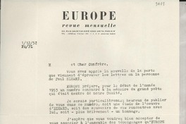 [Carta] 1952 déc. 1, Paris, [Francia] [a] [Gabriela Mistral]