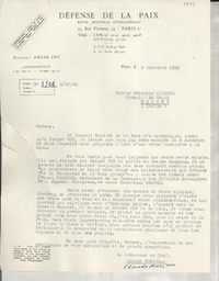 [Carta] 1952 déc. 5, Paris, [Francia] [a] Gabriela Mistral, Naples, Italie