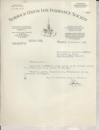 [Carta] 1952 déc. 8, Paris, [Francia] [a] Gabriela Mistral, Rio de Janeiro, Brésil