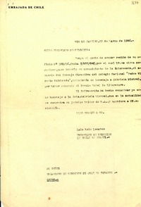 [Carta] 1946 mar. 19, Río de Janeiro, [Brasil] [al] Encargado de Negocios de Chile en Ecuador, Quito, Ecuador