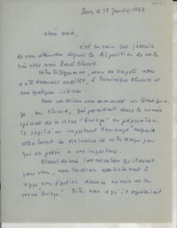 [Carta] 1953 janv. 28, Paris, [Francia] [a] Gabriela Mistral
