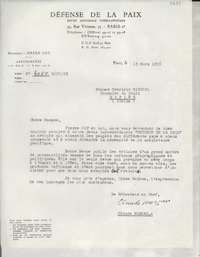 [Carta] 1953 mars 13, Paris, [Francia] [a] Gabriela Mistral, Naples, Italie