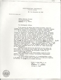 [Carta] 1950 dic. 6, Evanston, Illinois, [EE.UU.] [a] Gabriela Mistral, Veracruz, México