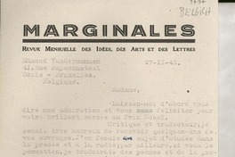 [Carta] 1945 févr. 27, Bruxelles, Bélgique [a] [Gabriela Mistral]