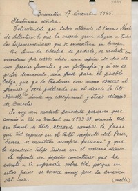 [Carta] 1945 nov. 17, Bruxelles, [Bélgica] [a] Gabriela Mistral, Buenos Aires, [Argentina]
