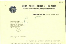[Carta] 1946 mar. 27, Santiago, Chile [a] Gabriela Mistral, Los Angeles, Calif[ornia], EE.UU.