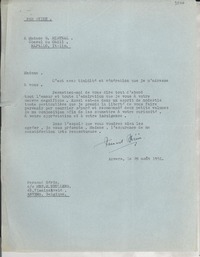 [Carta] 1951 août 29, Anvers, Belgique [a] Gabriela Mistral, Rapallo, Italie