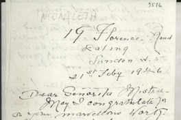 [Carta] 1946 Feb. 21, London, [England] [a] [Gabriela] Mistral