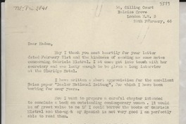 [Carta] 1946 Feb. 26, London, [England] [a] una amiga de Gabriela Mistral