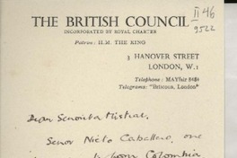 [Carta] [1946] [Feb.], London, [England] [a] [Gabriela] Mistral