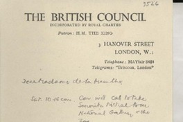 [Carta] 1946, London [a] Sra De la Meurthe