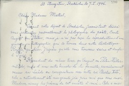 [Carta] 1946 janv. 7, Stockholm, [Suecia] [a] [Gabriela] Mistral
