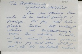 [Carta] 1945, Suecia [a] Gabriela Mistral