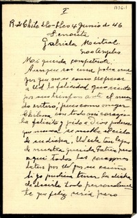 [Carta] 1946 jun. 4, Llo-Lleo, Chile [a] Gabriela Mistral, Los Ángeles