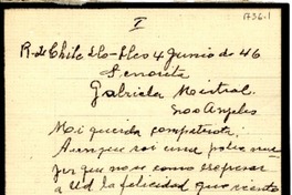 [Carta] 1946 jun. 4, Llo-Lleo, Chile [a] Gabriela Mistral, Los Ángeles