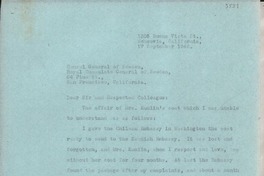 [Carta] 1946 Sept. 17, Monrovia, California, [Estados Unidos] [a] Cónsul General de Suecia en San Francisco.