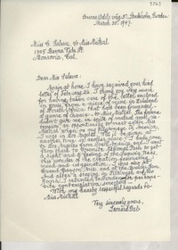 [Carta] 1947 Mar. 30, Stockholm, Sweden [a] C[onsuelo] Saleva, Monrovia, Calif., [EE.UU.]