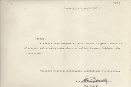 [Carta] 1951 sept. 5, Varberg, Suède [a] Gabriela Mistral
