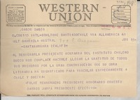 [Telegrama] 1948 jun. 16, Santiago, Chile [a] Gabriela Mistral, Santa Bárbara, Calif., [EE.UU.]