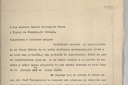 A los señores Romain Rolland, en Suiza y Miguel de Unamuno, en Hendaya