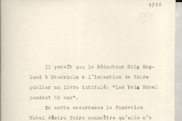 [Carta] 1951, Suecia [a] Gabriela Mistral