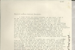 [Carta] 1949 Mar. 1, Stockholm, [Sweden] [a] Gabriela Mistral