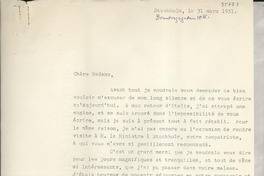 [Carta] 1951 mars 31, Stockholm [a] Gabriela Mistral