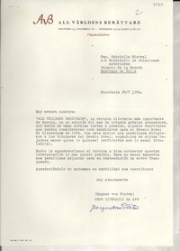 [Carta] 1954 jul. 28, Stockholm [a] Gabriela Mistral