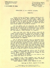 Oración a la nueva etapa