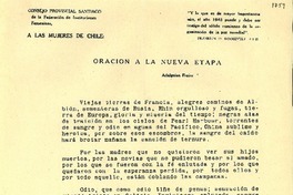 Oración a la nueva etapa