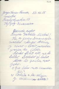 [Carta] 1955 jul. 22, Hojberg, Dinamarca [a] Gabriela Mistral