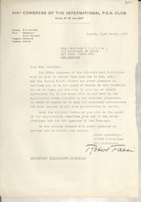 [Carta] 1947 Mar. 31, Zurich, [Switzerland] [a] Gabriela Mistral, Los Angeles, [EE.UU.]